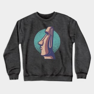 Distressed Vintage Polynesian Moai - Easter Island, Rapa Nui Crewneck Sweatshirt